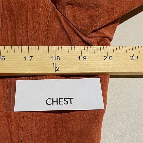 VTG Anne Klein A-Line Womens Suede Leather Jacket Size 12 Orange Brown Cropped - Picture 8 of 11